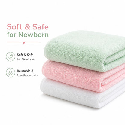 BabyAura Ultra Soft Baby Washcloth Set – Gentle & Reusable Newborn Cleaning Towels