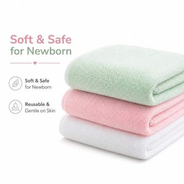 BabyAura Ultra Soft Baby Washcloth Set – Gentle & Reusable Newborn Cleaning Towels