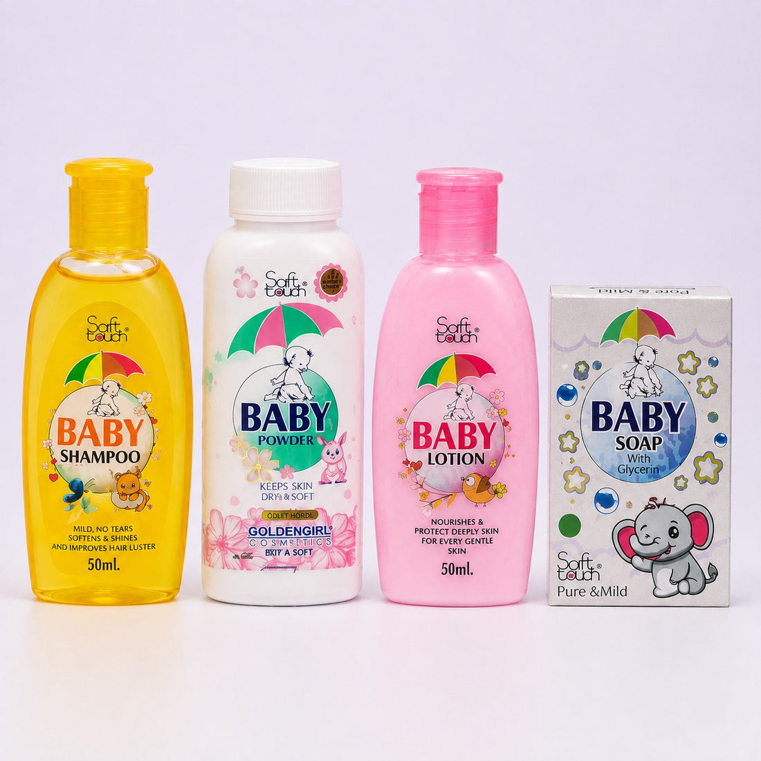 Soft Touch Baby Gift Box – Baby Shampoo, Powder, Lotion & Soap Set