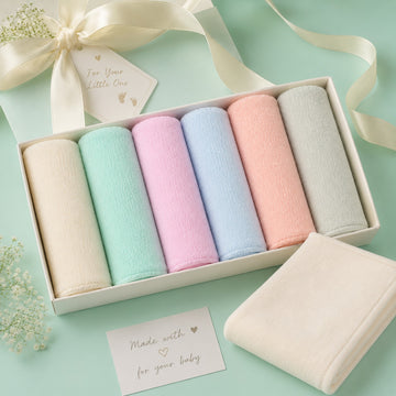 6-Piece Soft Baby Towel Set – Premium Cotton Towels in Pastel Colors