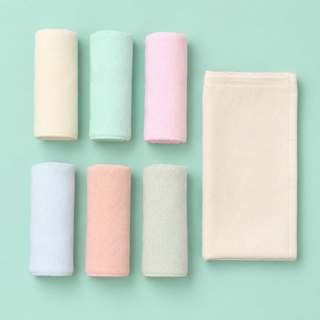 6-Piece Soft Baby Towel Set – Premium Cotton Towels in Pastel Colors